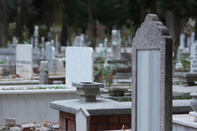 Headstone at Muslim cemetery. Turkey, Europe.