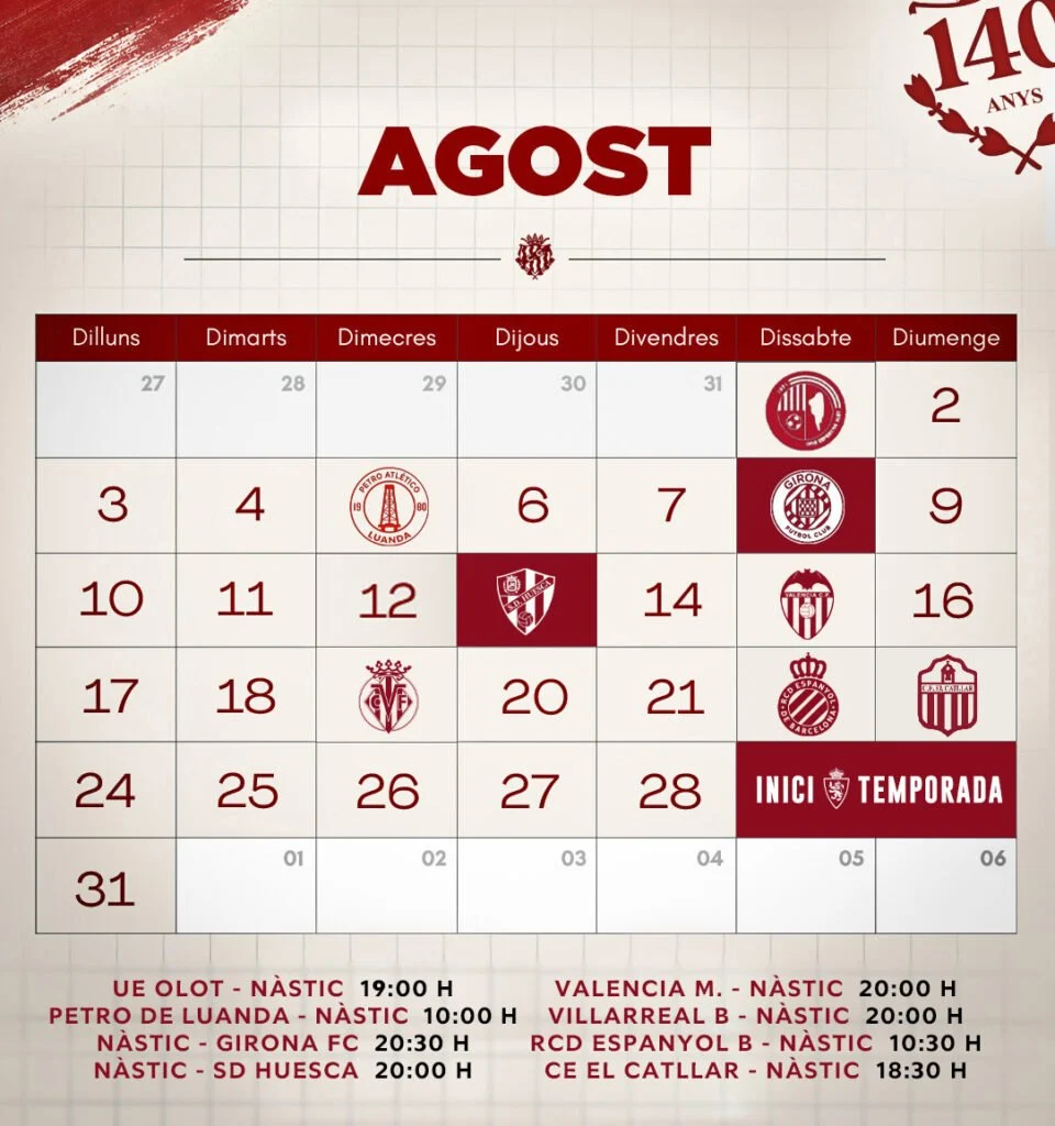 Calendari Nàstic Estiu